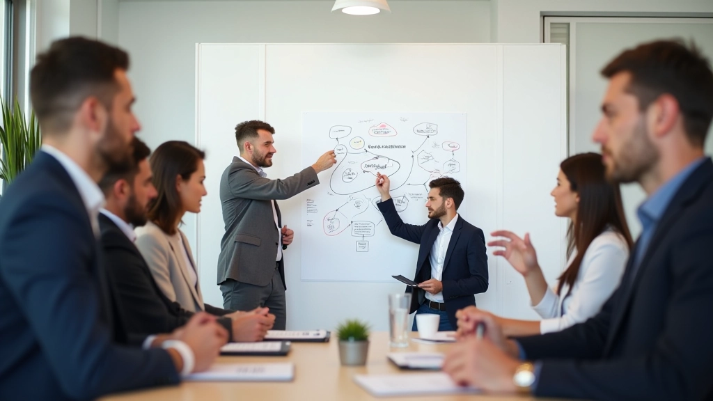 Ambiente de workshops de brainstorming criativo com profissionais em colaboração