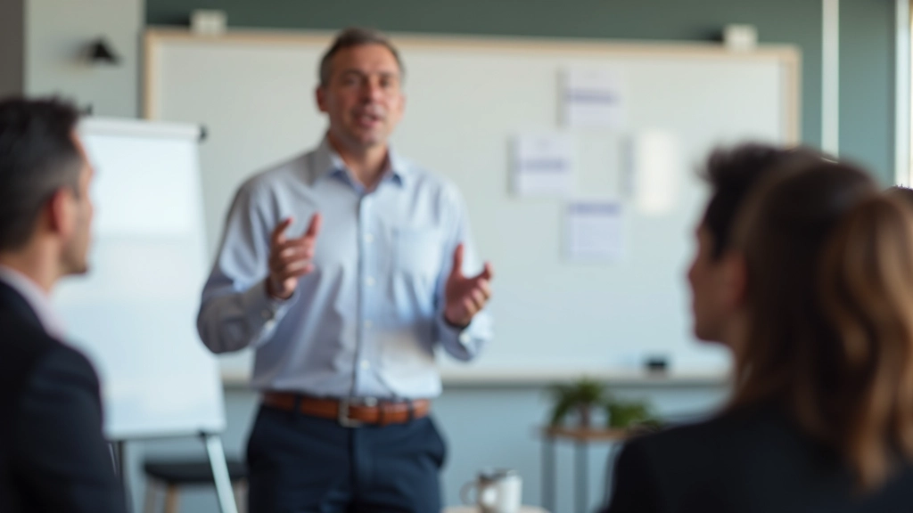 Facilitador apresentando metodologia de brainstorming estruturado para equipa atenta