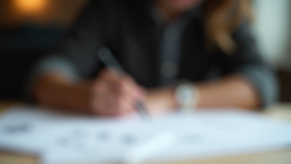 Mão escrevendo em papel com ideias aleatórias espalhadas, conceito visual de brainstorming criativo