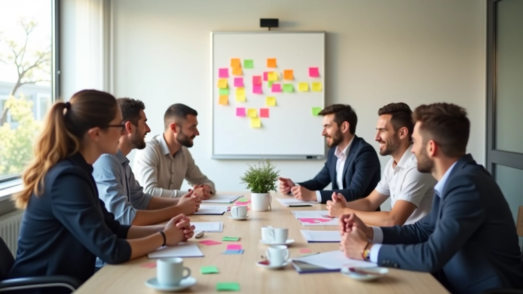 Equipa em sessão de brainstorming